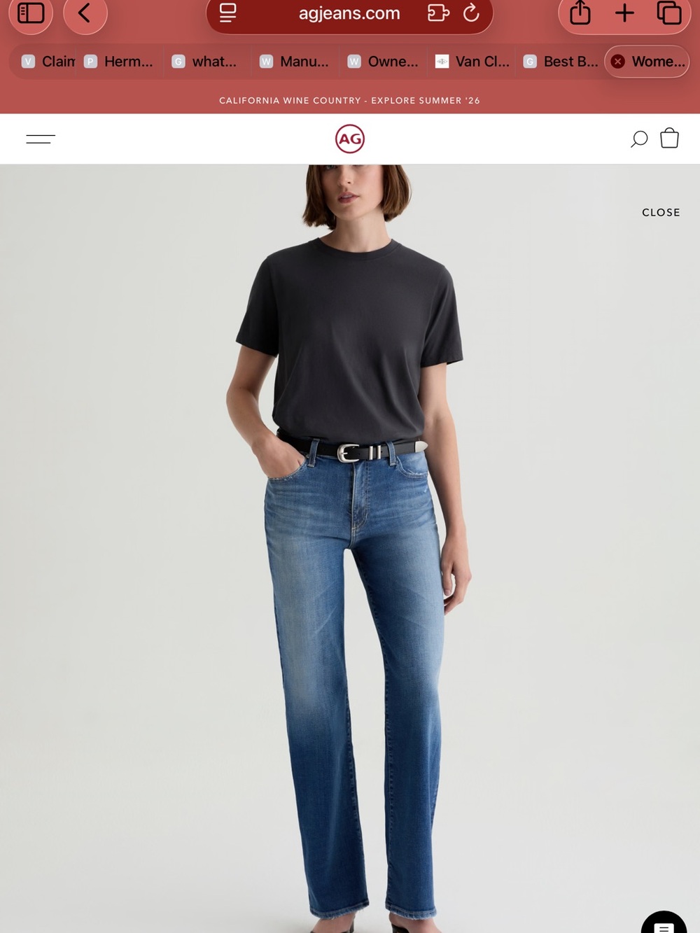 Ag Adriano Goldschmied Woman’s Kora wide Leg  Washed Blue Relaxed Jeans